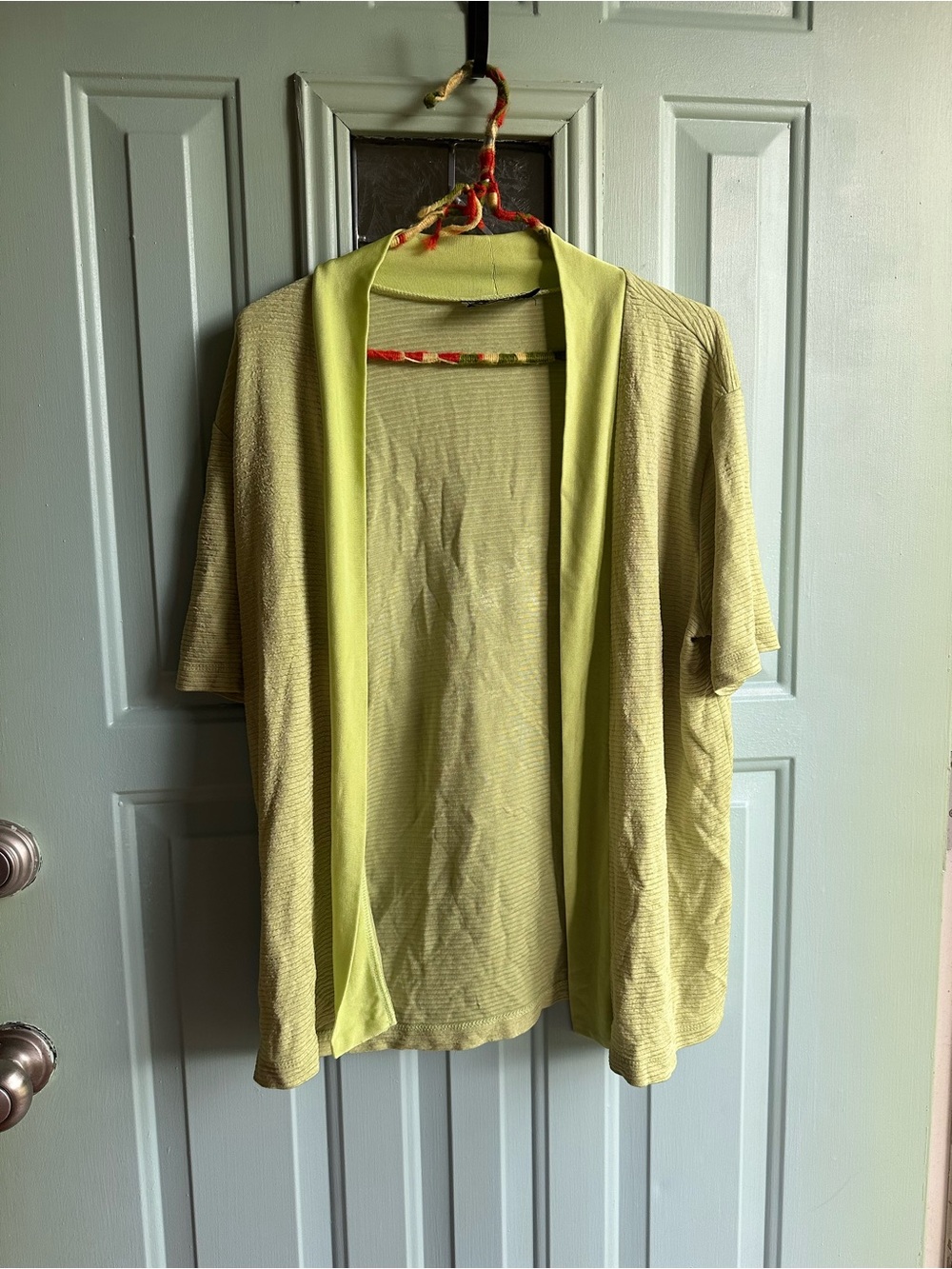 VINTAGE Slinky Brand Light Green Open-Front Cardigan